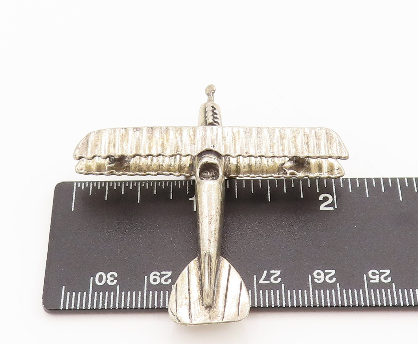 925 Sterling Silver Vintage Antique Style Carved Mini Airplane TR3620