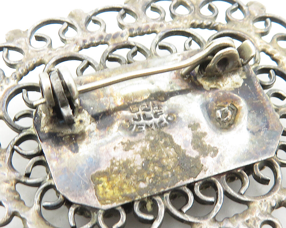 JOSE LUIS FLORES MEXICO 925 Silver Vintage Dichroic Glass Brooch Pin BP7123