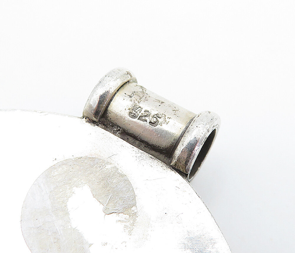 925 Sterling Silver Vintage Modernist Raised Detail Slide Pendant PT5746