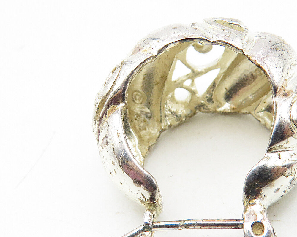 925 Sterling Silver Vintage Shiny Petite Swirl Vine Hoop Earrings EG5571