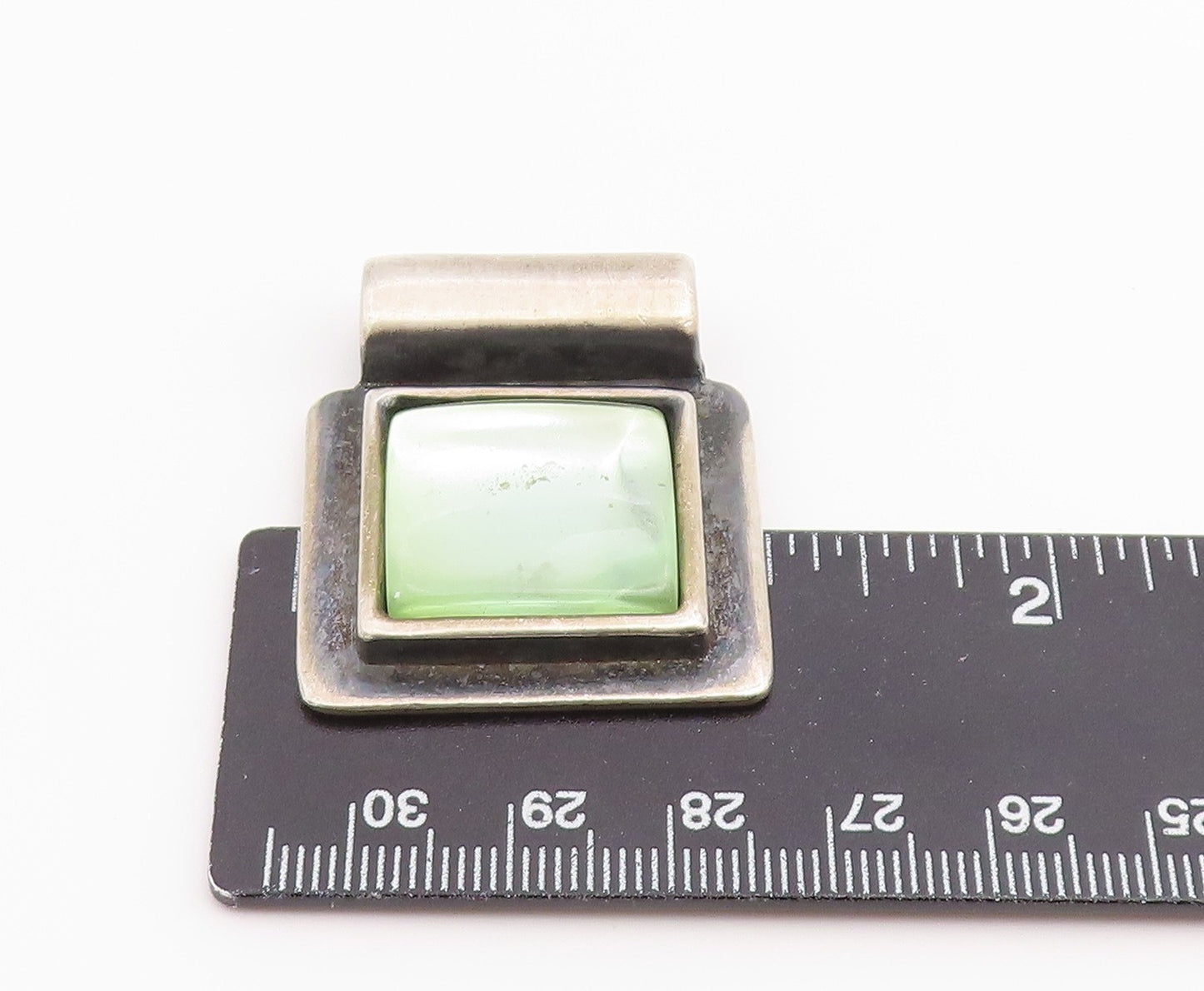 925 Sterling Silver Vintage Pendant Modernist Moonstone Geometric Frame PT26524