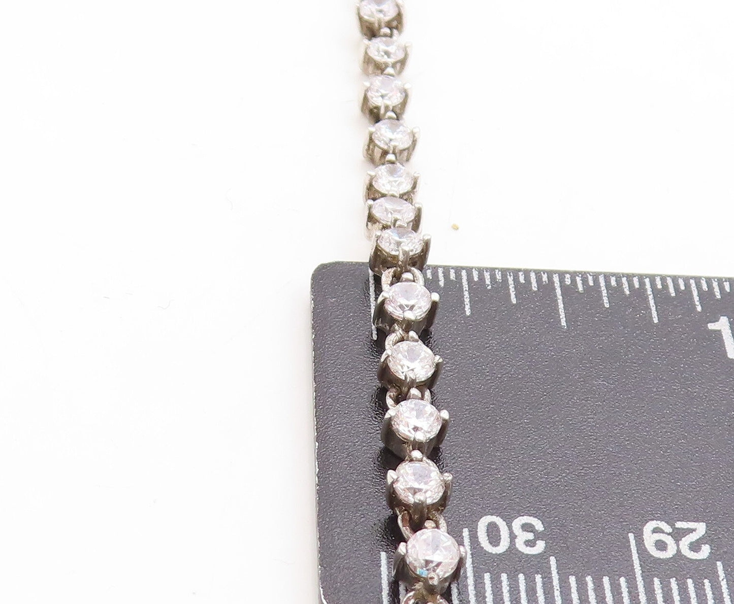 925 Sterling Silver Vintage Topaz & Cubic Zirconia Chain Necklace NE1126