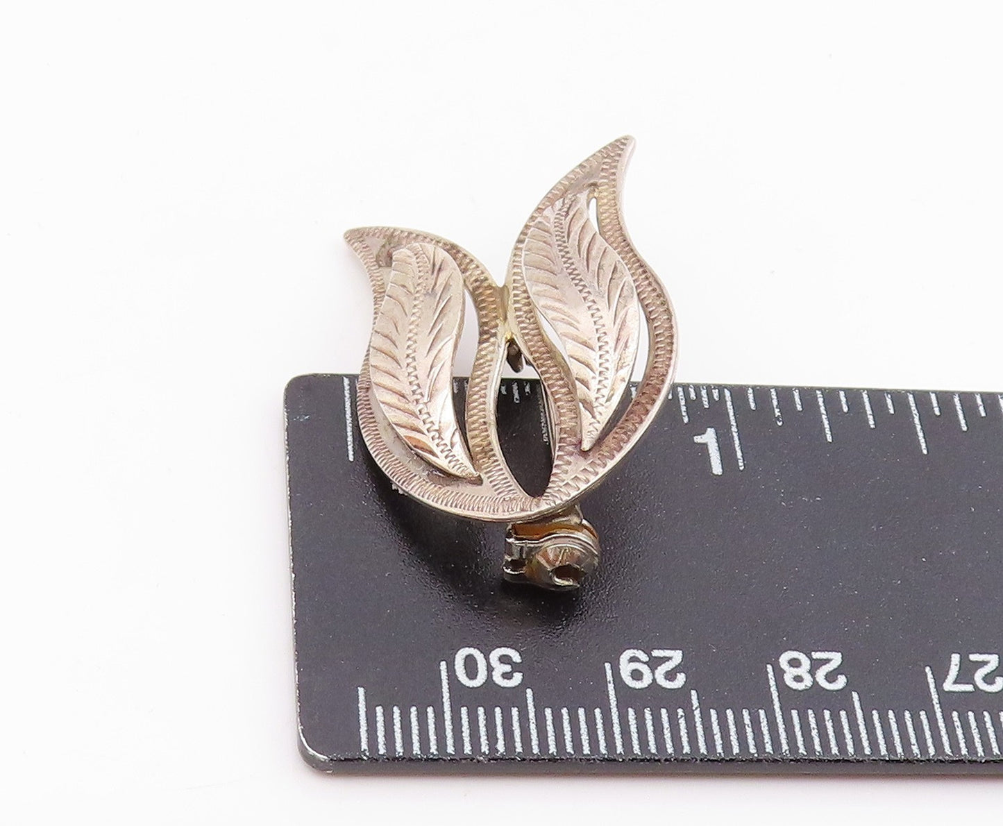 AARRE & KOGH DENMARK 925 Silver Vintage Shiny Floral Leaf Brooch Pin BP7800