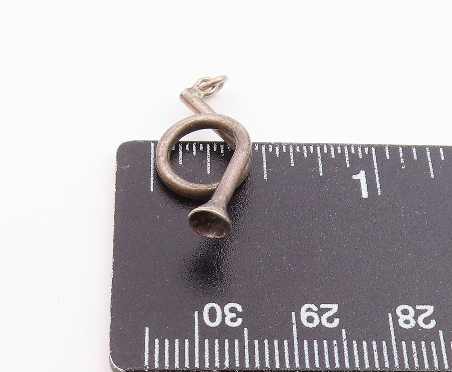925 Sterling Silver Vintage Petite Dark Tone Horn Instrument Pendant PT17812