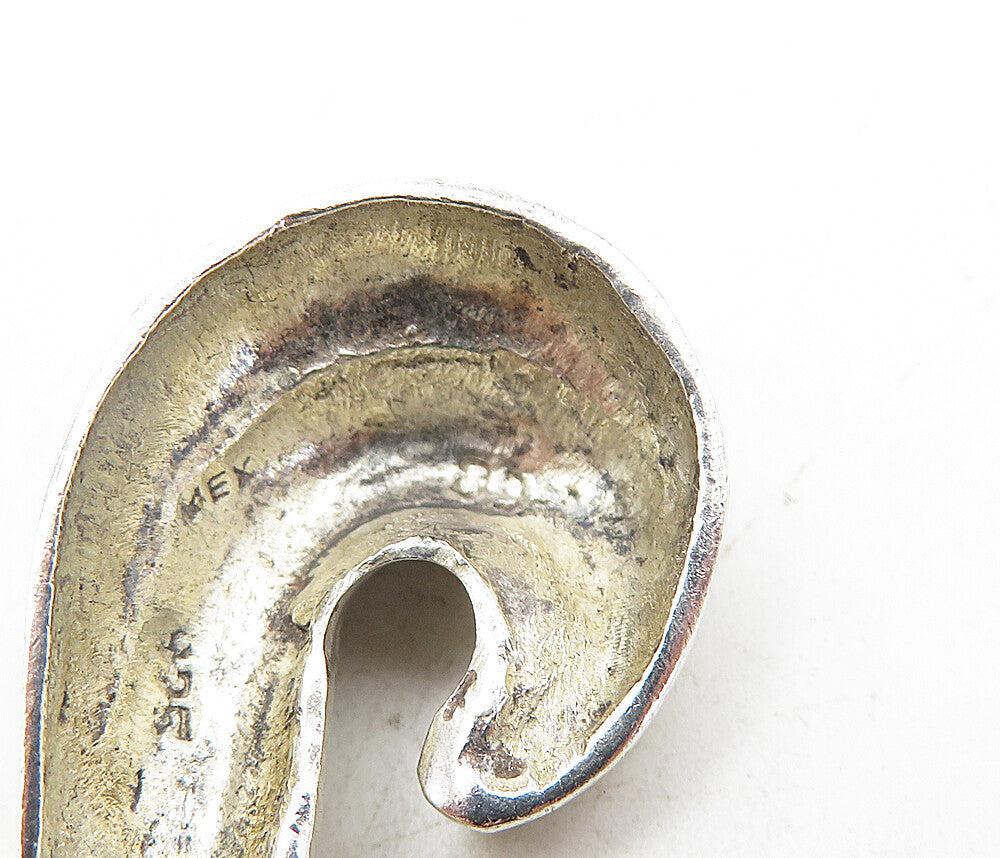 MEXICO 925 Sterling Silver Vintage Shiny Domed Swirl Drop Earrings EG4024