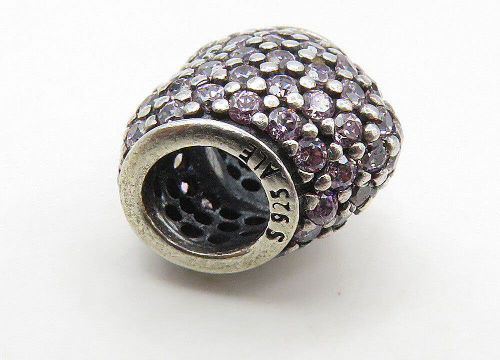 PANDORA 925 Sterling Silver Vintage Pink Topaz Heart Slide Pendant PT17283