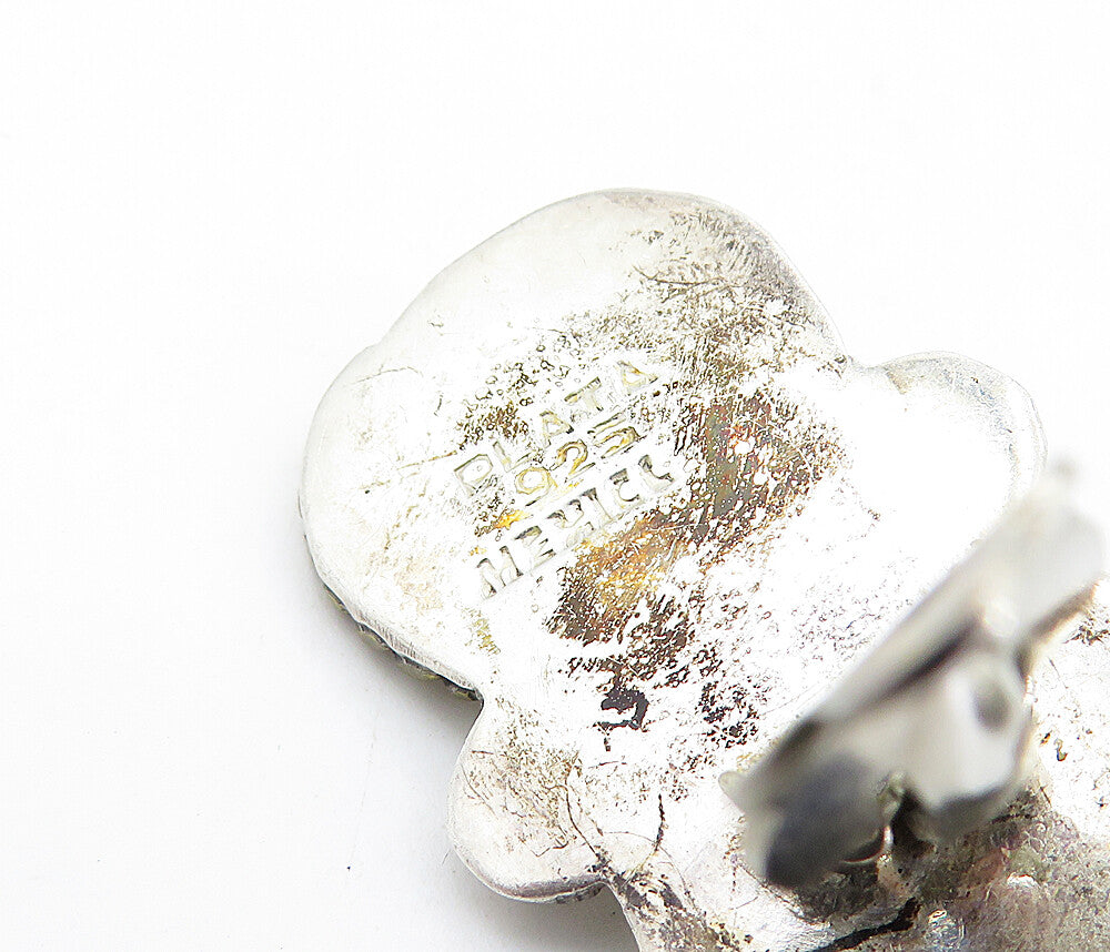 MEXICO 925 Sterling Silver Vintage Two Tone Twist Non Pierce Earrings EG2863