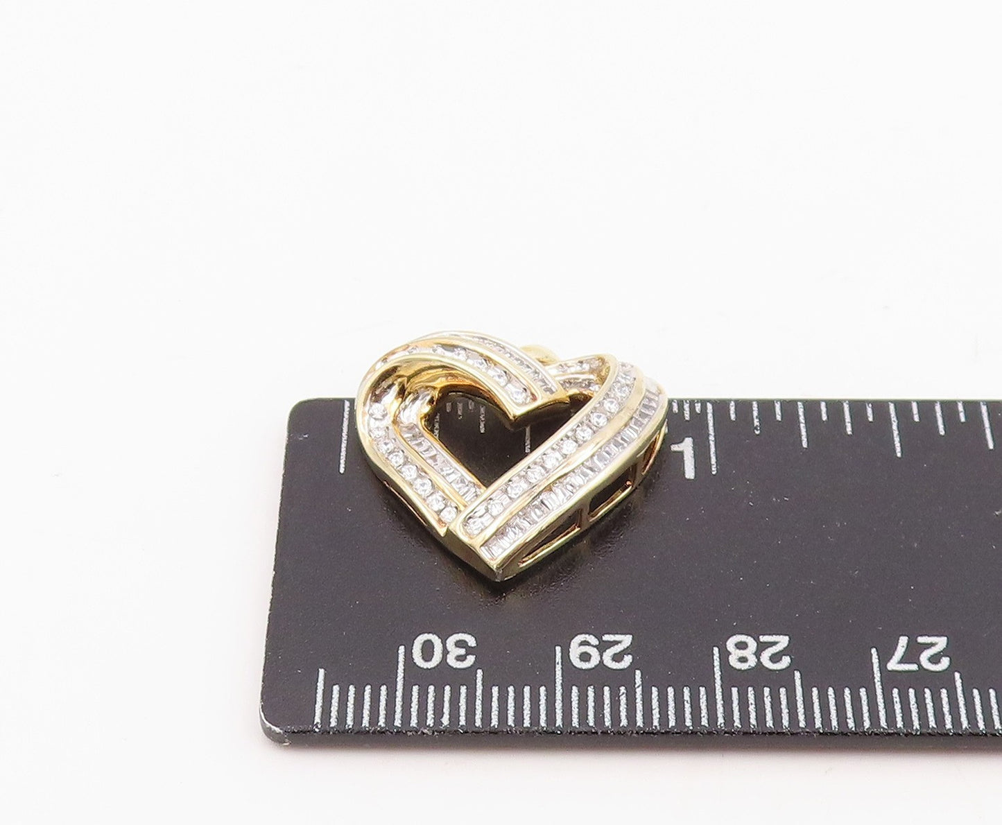 925 Sterling Silver Vintage Pendant Gold Plated Real Diamonds Love Heart PT25855