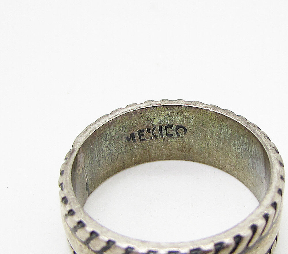MEXICO 925 Sterling Silver Vintage Twisted Edges Band Ring Sz 6 RG3345
