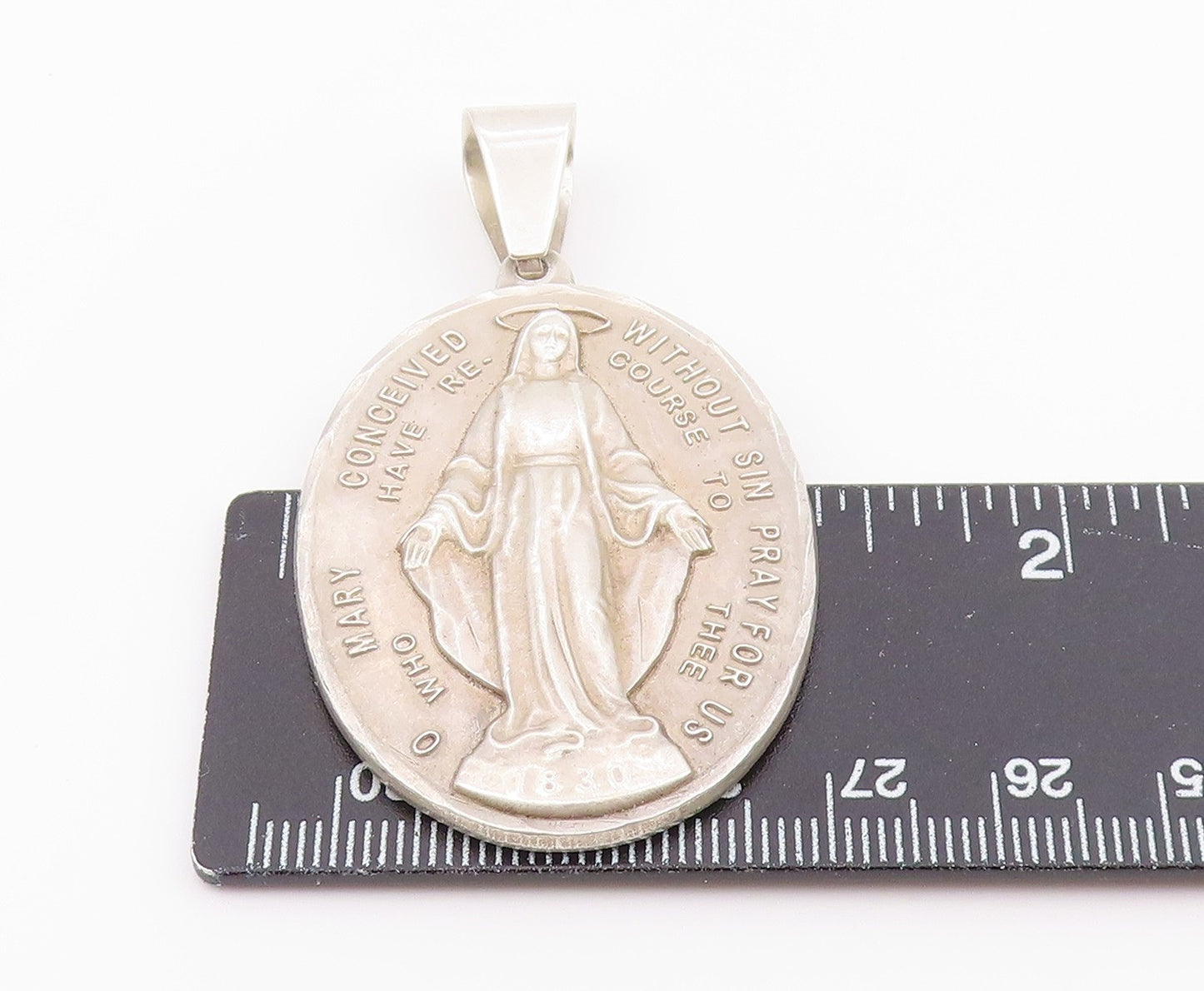 925 Sterling Silver Vintage Pendant BLISS St. Mary Miraculous Medal PT26387
