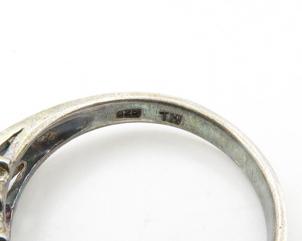 925 Sterling Silver Vintage Prong Set Cubic Zirconia Band Ring Sz 8 RG19117