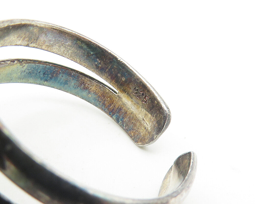 925 Sterling Silver Vintage Chiseled Design Cocktail Ring Sz 8.5 RG10954