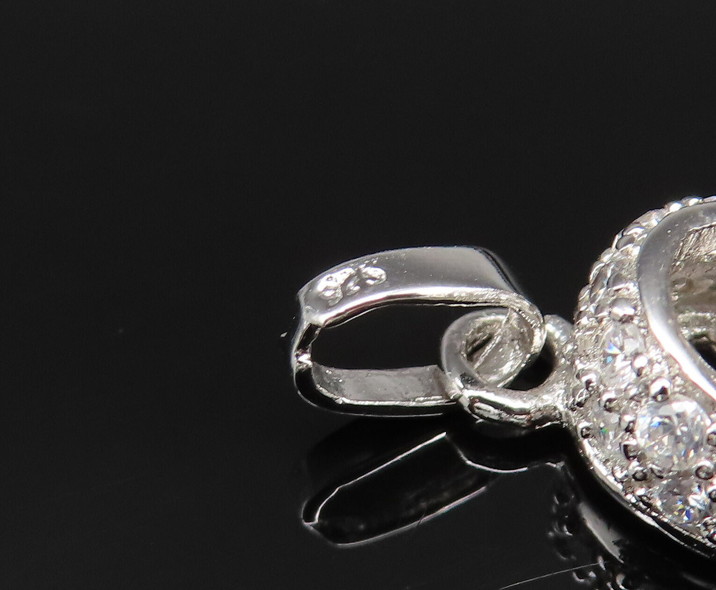925 Sterling Silver Vintage Sparkly Cubic Zirconia Shoe Charm Pendant PT20939