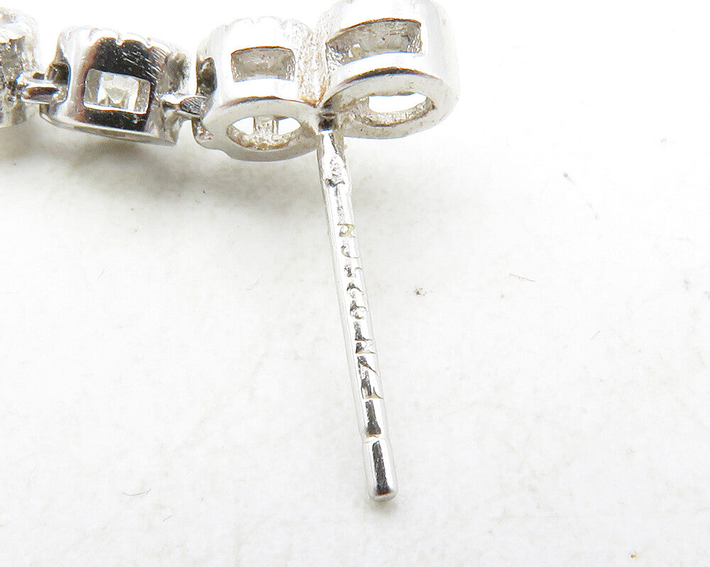 925 Sterling Silver Shiny Tear Drop Cubic Zirconia Dangle Earrings EG6442