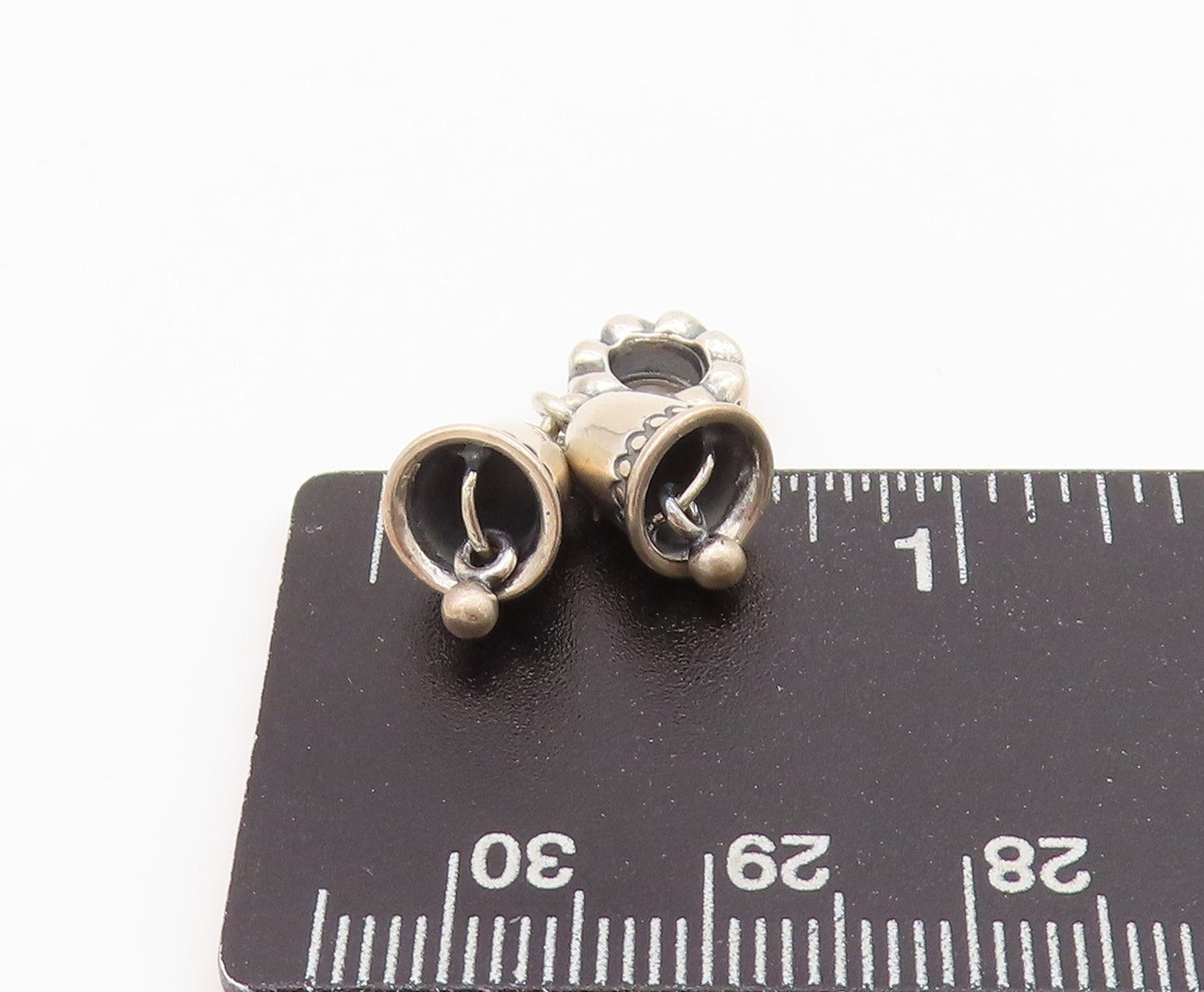 925 Sterling Silver Vintage Pendant PANDORA Mini Christmas Bell Jingles PT24257