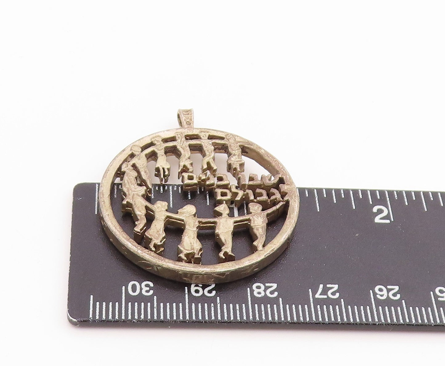 925 Sterling Silver Vintage Pendant Jewish Independence Menorah Medal PT26058