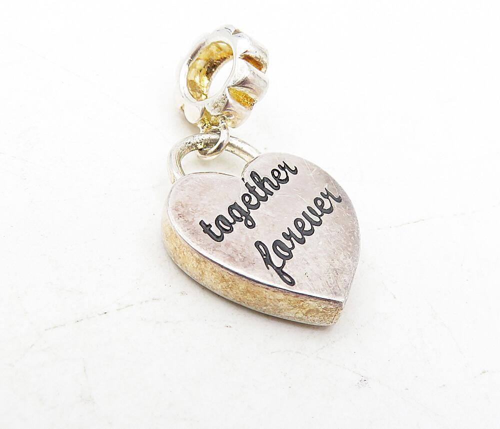 925 Sterling Silver Sparkling Pink Topaz Love Heart Pad Lock Pendant PT6758