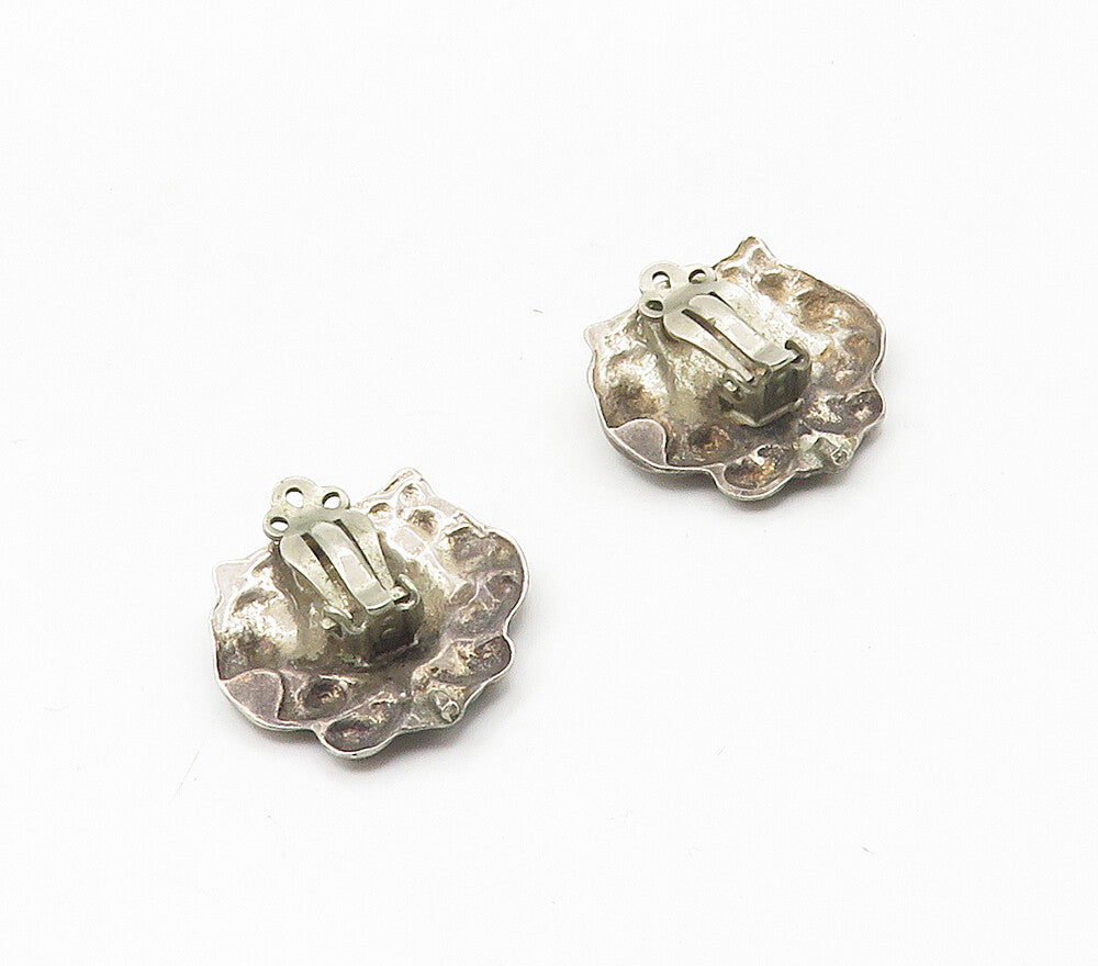 925 Sterling Silver Vintage Oxidized Swirl Detail Non Pierce Earrings EG7934