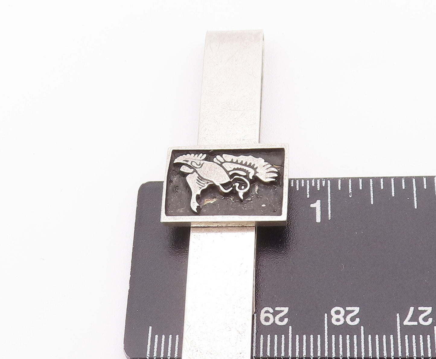 925 Sterling Silver Vintage Tie Clip HAYWARD Rectangle Etched Flying Bird TR3706