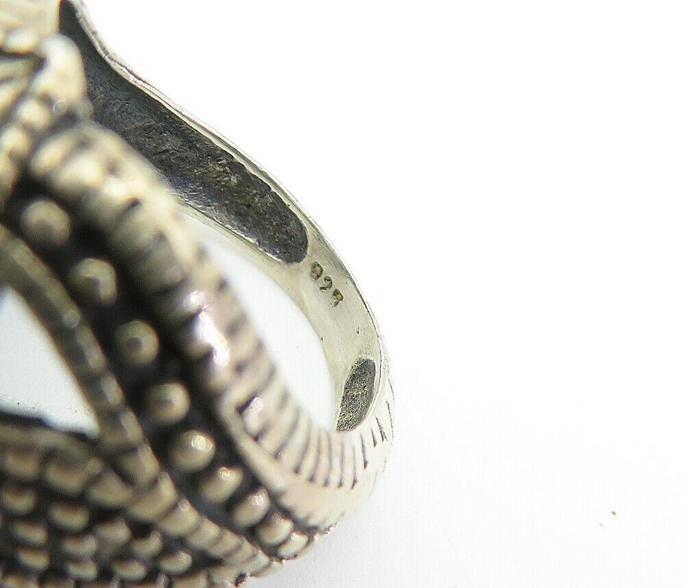 925 Sterling Silver Vintage Topaz Dark Tone Swirl Cocktail Ring Sz 7 RG7855