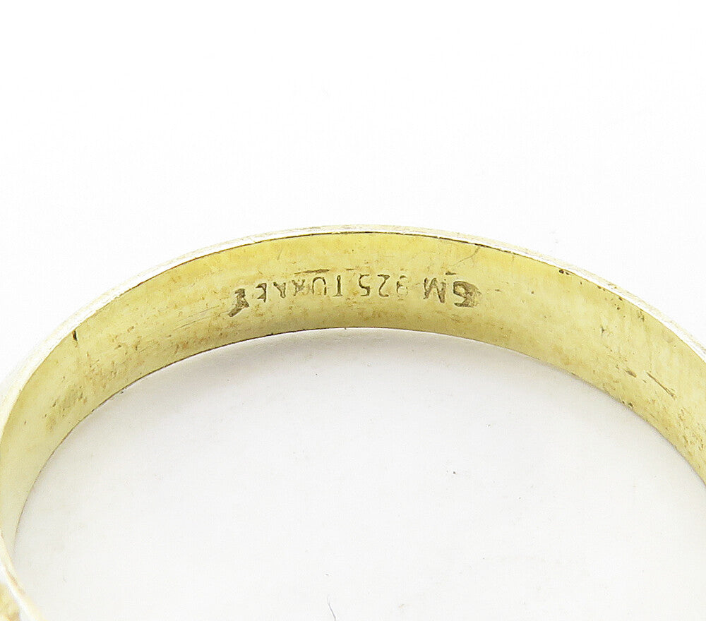 925 Sterling Silver Shiny Gold Plated Minimalist Band Ring Sz 7 RG15690