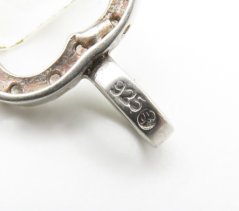 925 Sterling Silver Vintage Petite Topaz Open Love Heart Pendant PT12035