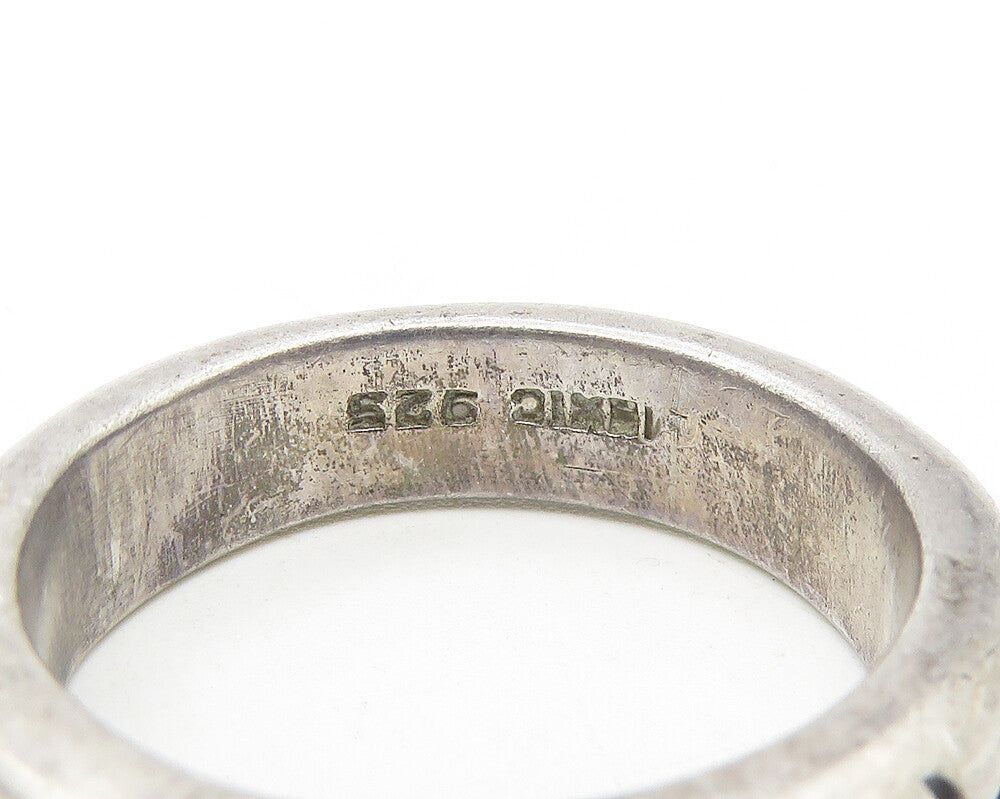 MEXICO 925 Sterling Silver Vintage Dark Tone Etched Band Ring Sz 9 RG11497