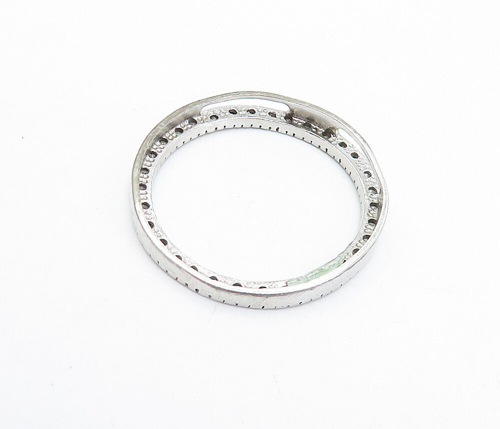 925 Sterling Silver Vintage Shiny Topaz Open Circle Slide Pendant PT5188