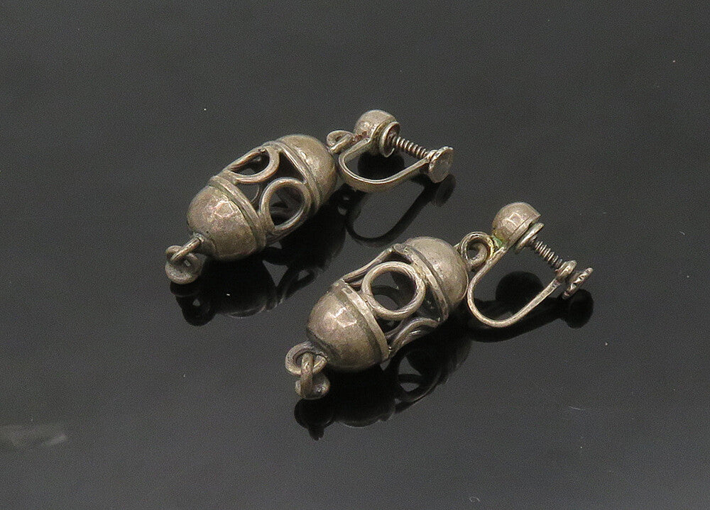 TAXCO 925 Sterling Silver Vintage Dark Tone Non Pierce Drop Earrings EG10282