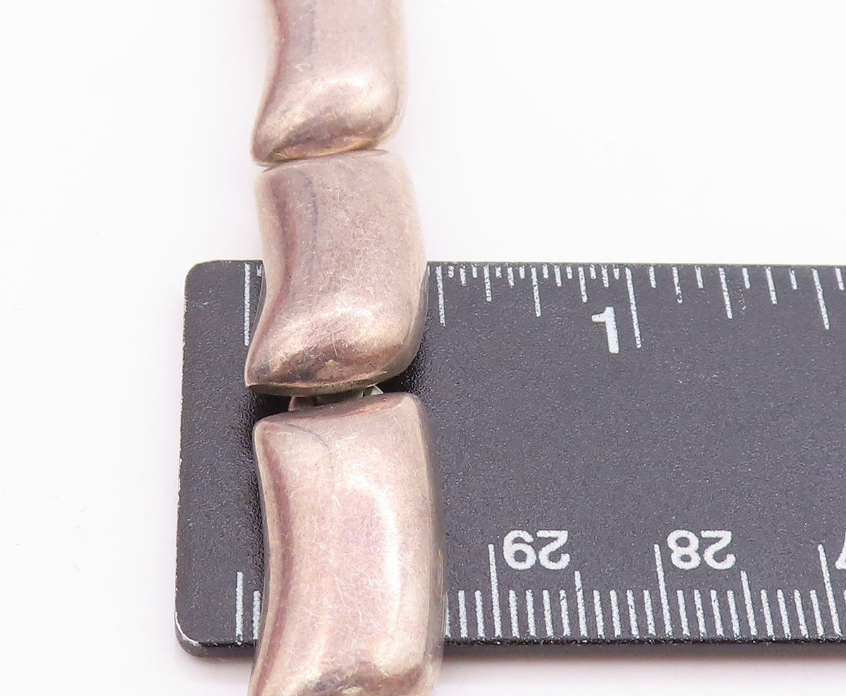 925 Sterling Silver Vintage Bracelet MEXICO Rectangular Pebble Beaded BT11363