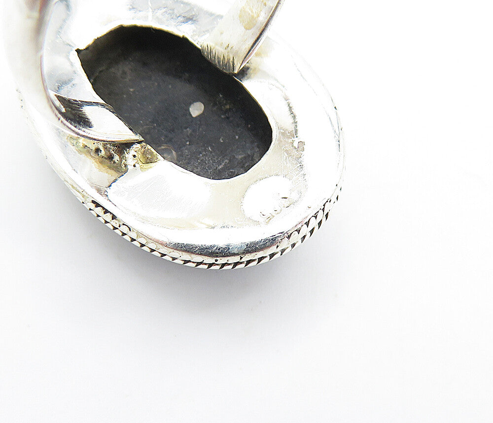 925 Sterling Silver Cabochon Cut Jasper Shiny Oval Cocktail Ring Sz 6 RG7812