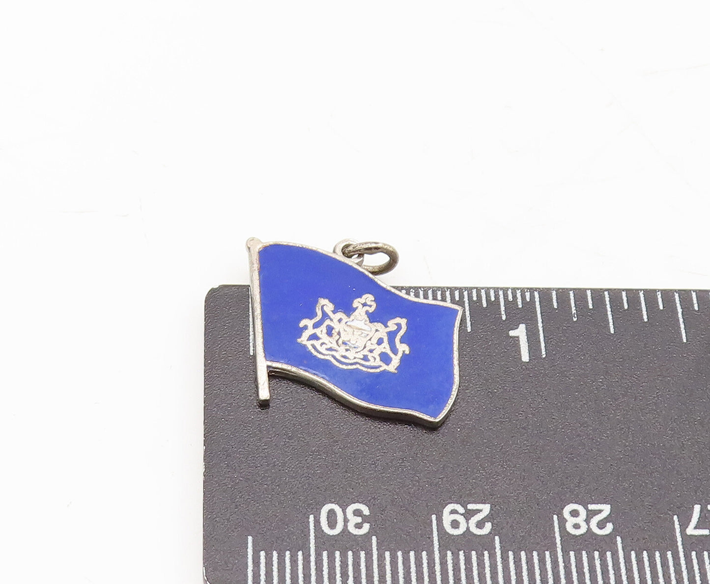 925 Sterling Silver Vintage Pendant Enameled Pennsylvania Flag Charm PT22456
