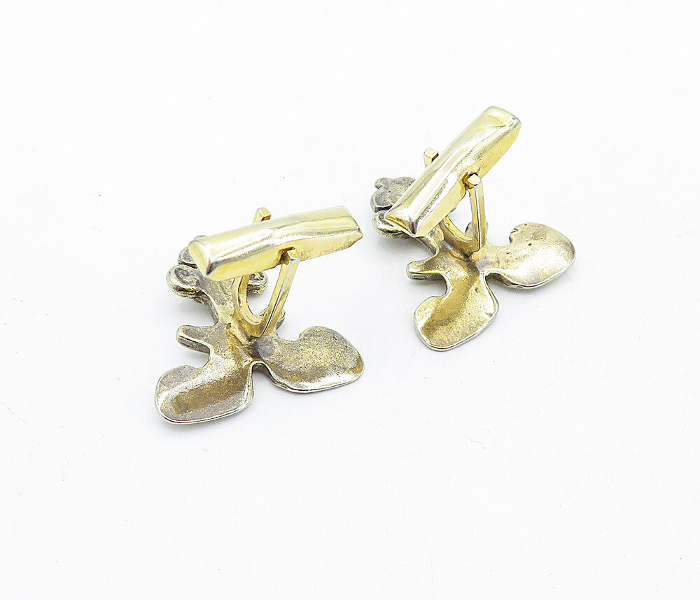 925 Sterling Silver Vintage Gold Plated Swirl Bullet Back Cufflinks TR1195