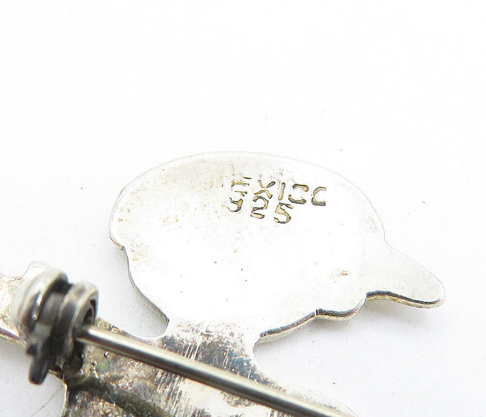 MEXICO 925 Sterling Silver Vintage Little Boy & Pet Dog Brooch Pin BP2163