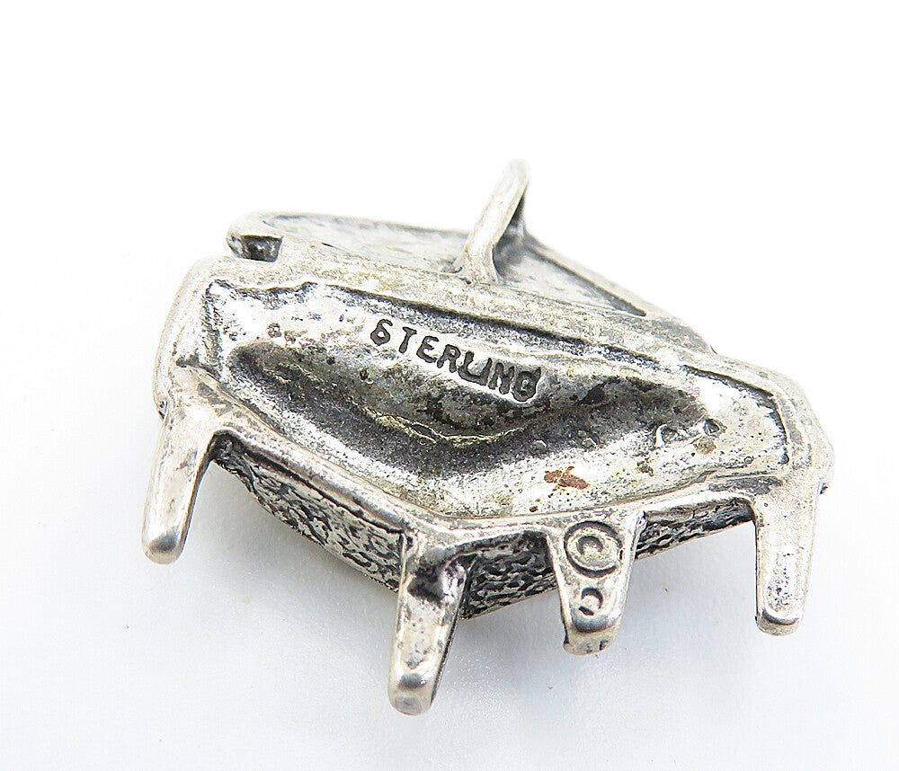 925 Sterling Silver Vintage Dark Tone Grand Piano Music Motif Pendant PT5276