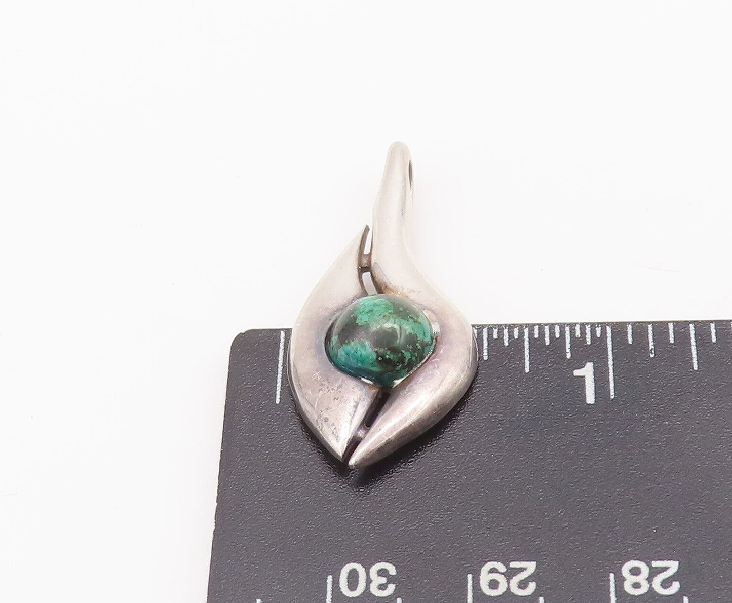 925 Sterling Silver Vintage Pendant ISRAEL Cabochon Gemstone Carved PT22754