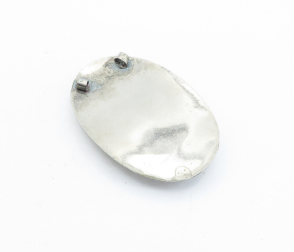 925 Sterling Silver Vintage Jasper Shiny Flat Oval Slide Pendant PT5027