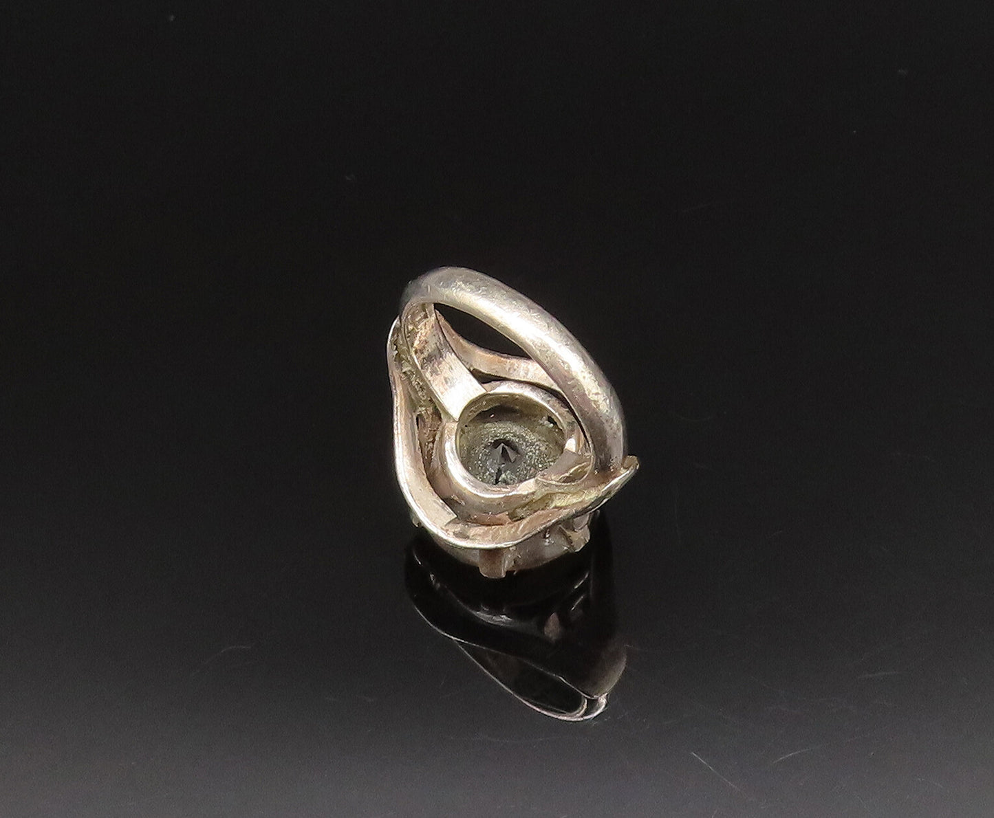 MEXICO 925 Sterling Silver Vintage Split Center Smoky Quartz Ring Sz 7 RG25672