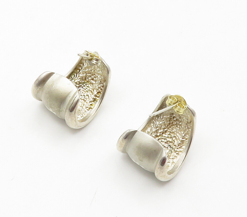925 Sterling Silver Vintage Shiny Diamond Cut Floral JHoop Earrings EG7735