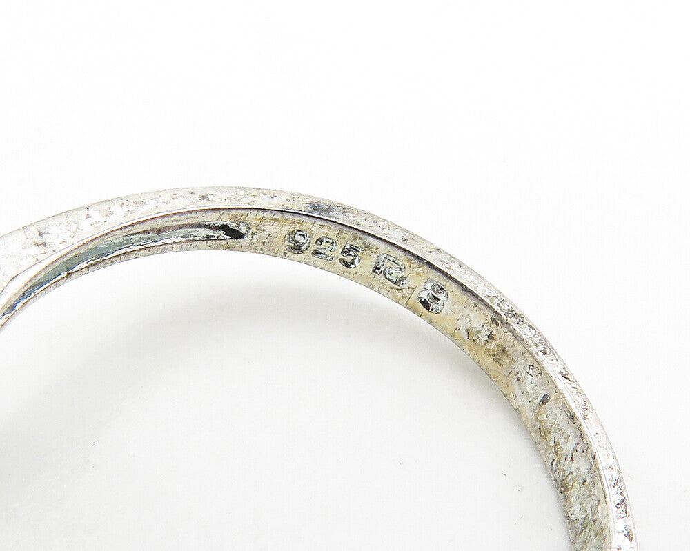 925 Sterling Silver Vintage Topaz Open Love Heart Band Ring Sz 8 RG18947