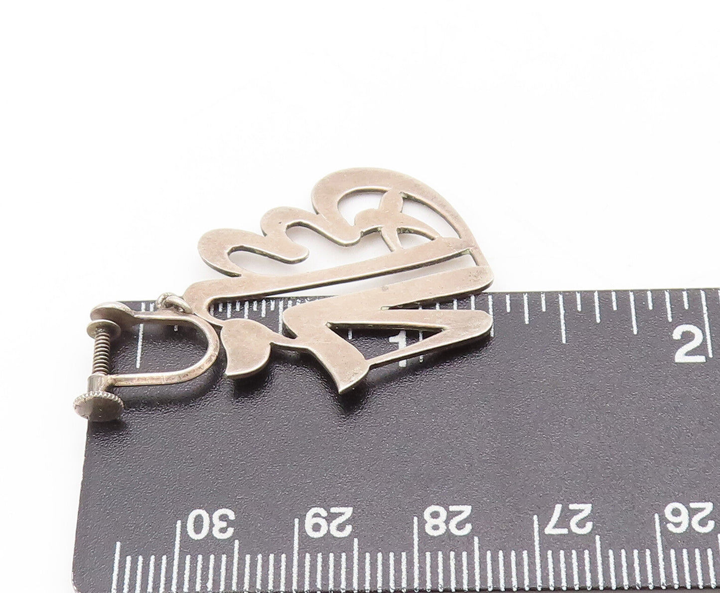 925 Sterling Silver Vintage Japanese Cutout Kanji Charm Earrings EG12743
