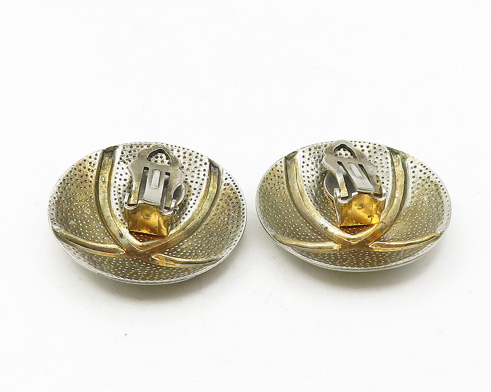 925 Sterling Silver Vintage Enamel Coated Non Pierce Button Earrings EG5870
