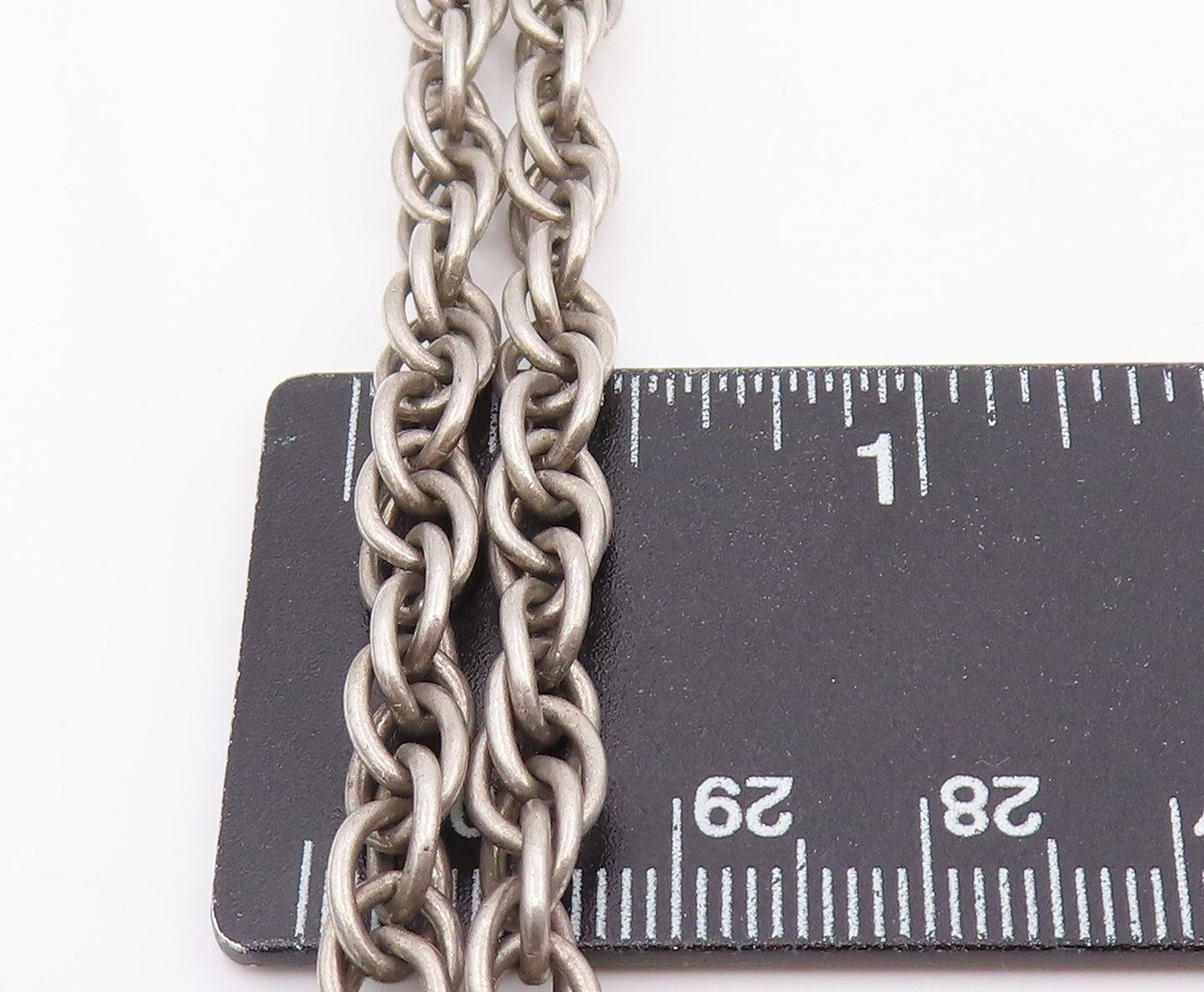 925 Sterling Silver Vintage Necklace Modernist Double Strand Long Chain NE4828