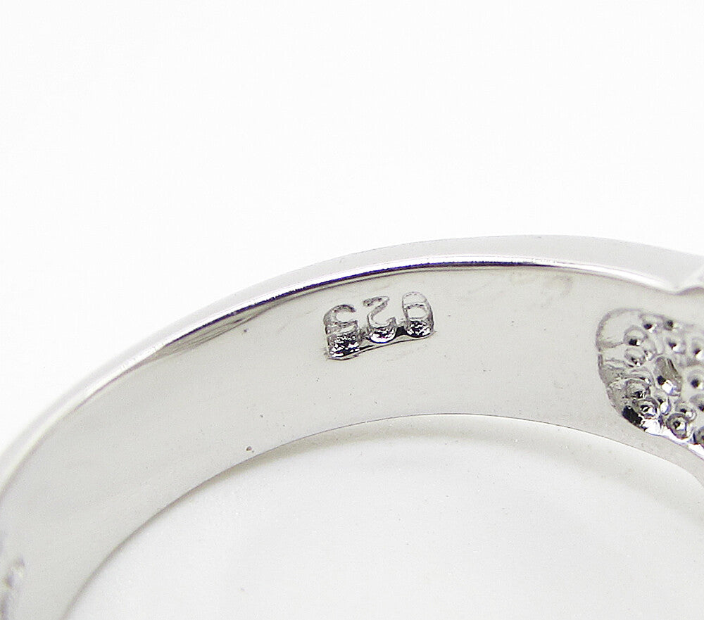 925 Silver Sapphire & White Cubic Zirconia Belt Style Band Ring Sz 7 RG3431