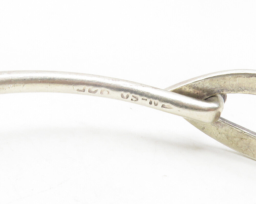 MEXICO 925 Sterling Silver Vintage Open Fish Motif Bangle Bracelet BT4768