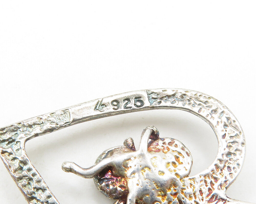 925 Sterling Silver Vintage Shiny Open Love Heart Drop Pendant PT15058