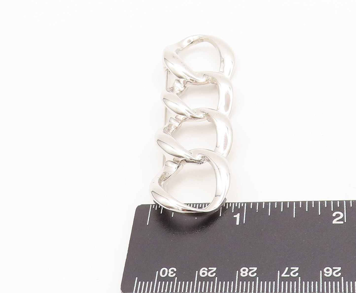 925 Sterling Silver Vintage Brooch Pin Cutout Linked Four Solid Rings BP10555