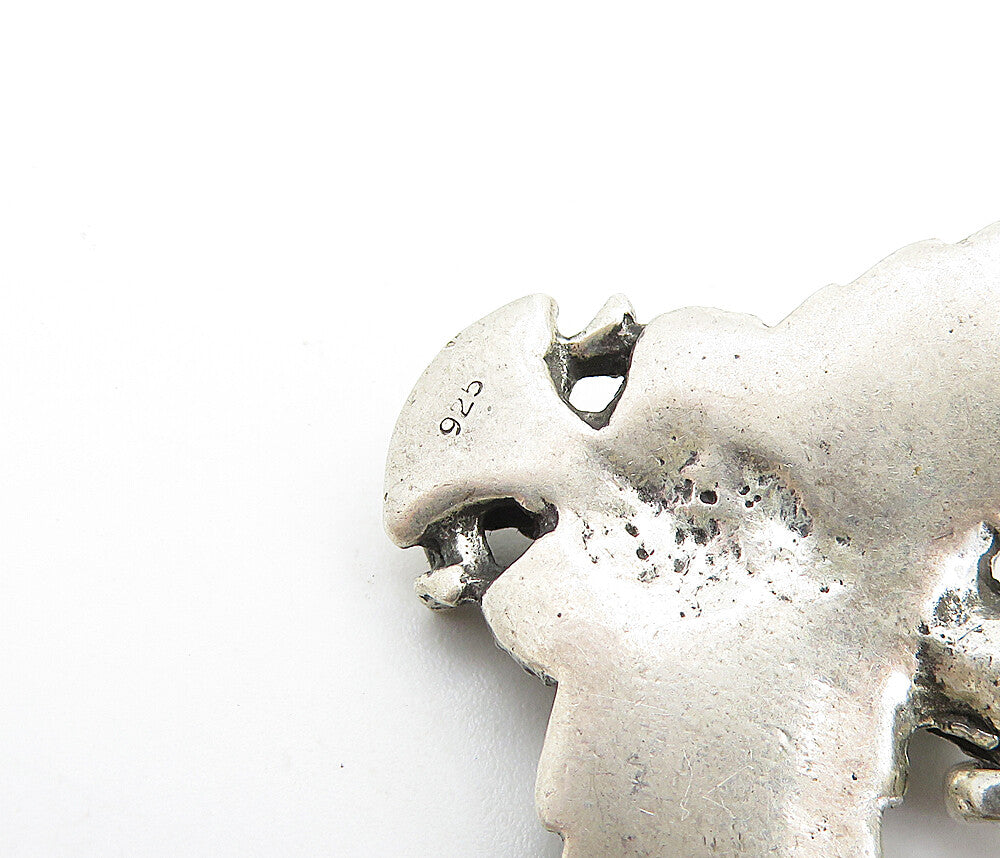 925 Sterling Silver Vintage Dark Tone Winged Bird Woman Drop Pendant PT5642