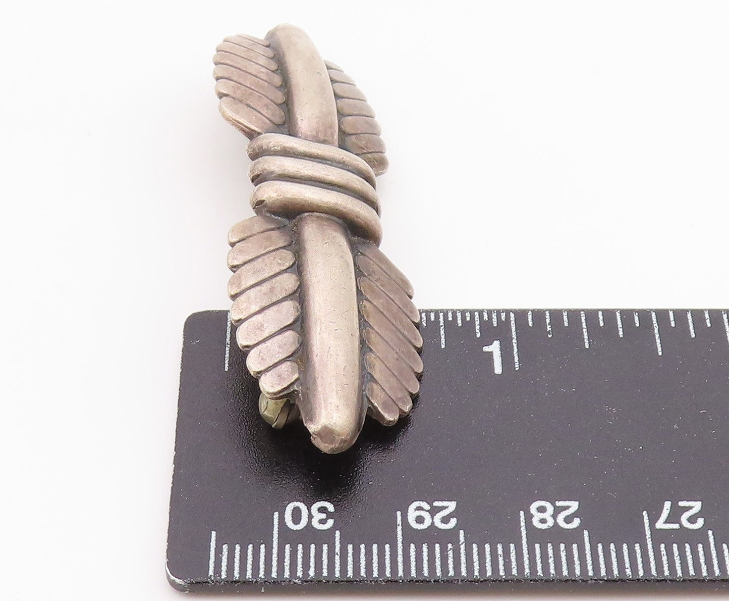 SOUTHWESTERN 925 Sterling Silver Vintage Bow Design Smooth Brooch Pin BP8893