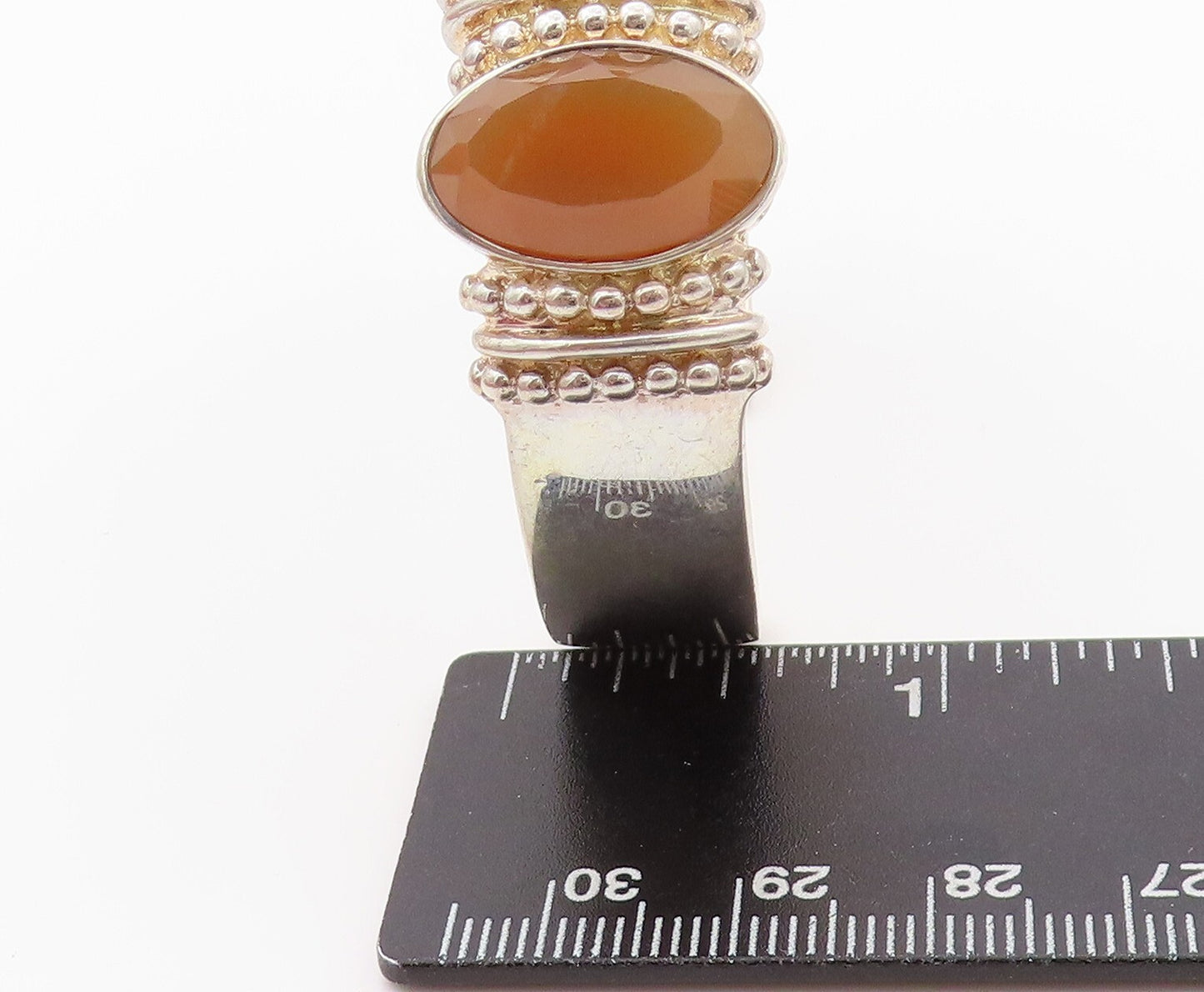 925 Sterling Silver Vintage Bracelet WHITNEY KELLY Gemstone Carved Cuff BT11082